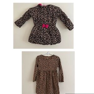 Place 1989 Leopard Print Puffer Jacket Pink Bow 2T Winter Warm Cozy Dress 3T